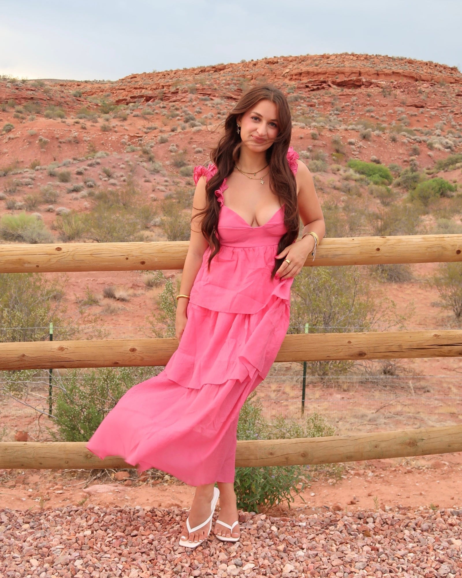 Sweetheart Hot Pink Ruffle Dress