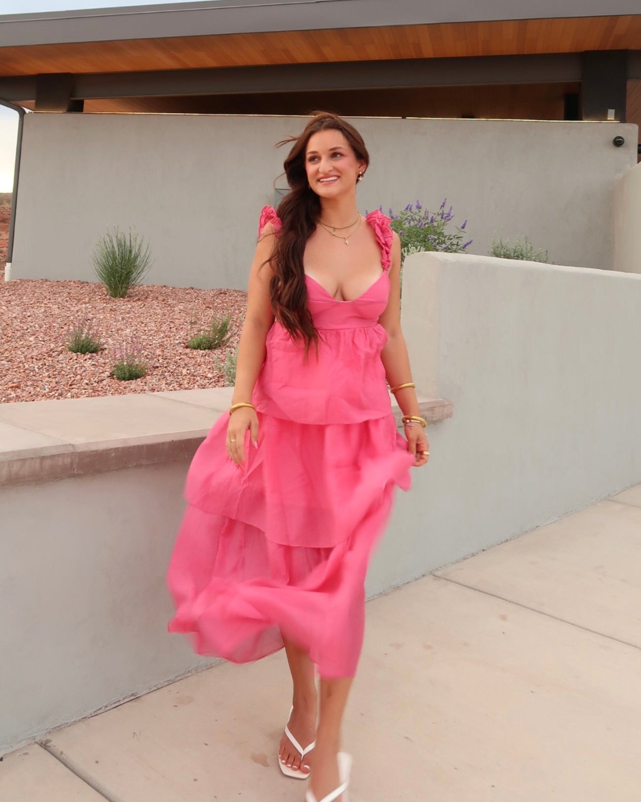 Sweetheart Hot Pink Ruffle Dress