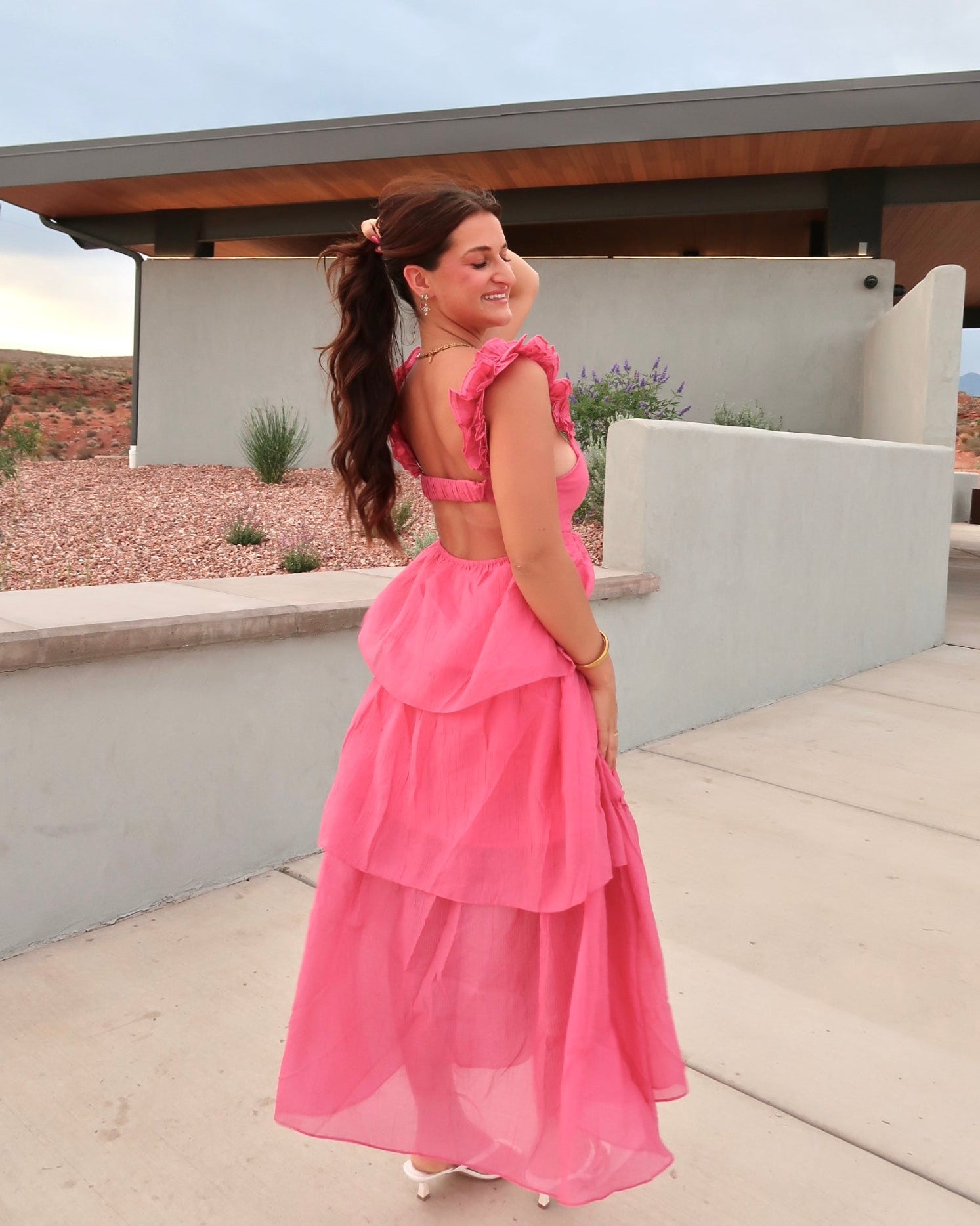 Sweetheart Hot Pink Ruffle Dress