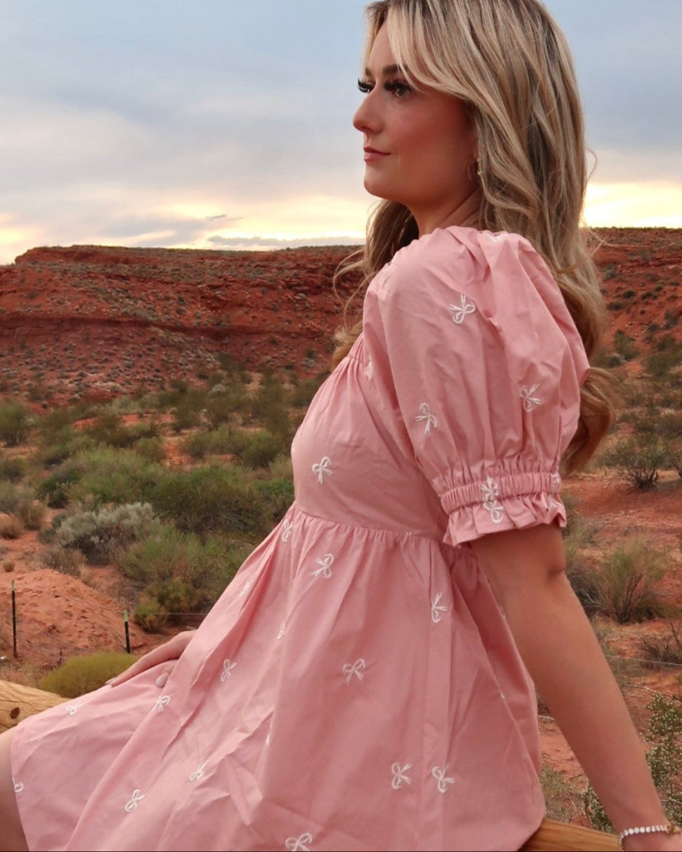 Makin' Me Blush Bow Mini Dress