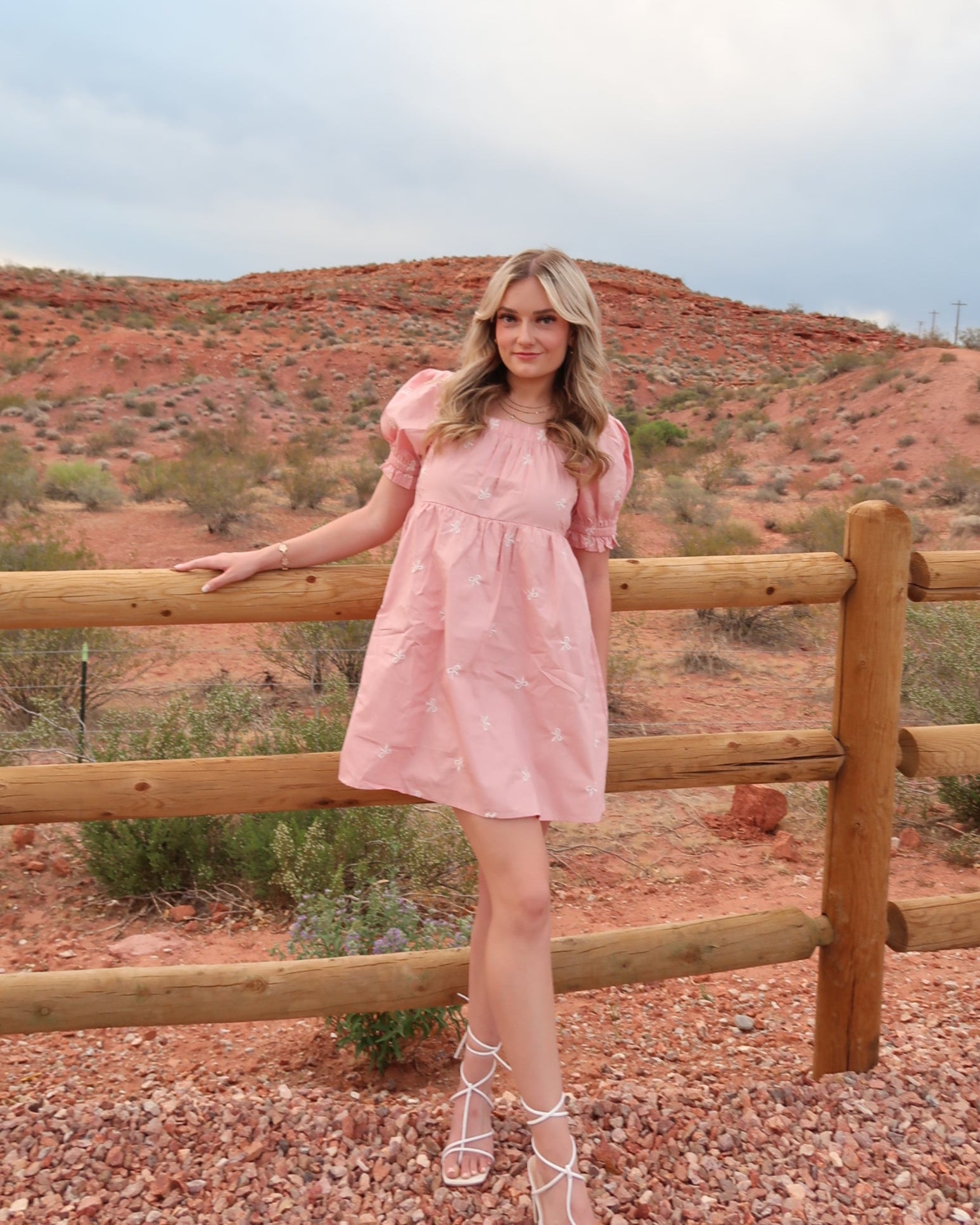 Makin' Me Blush Bow Mini Dress