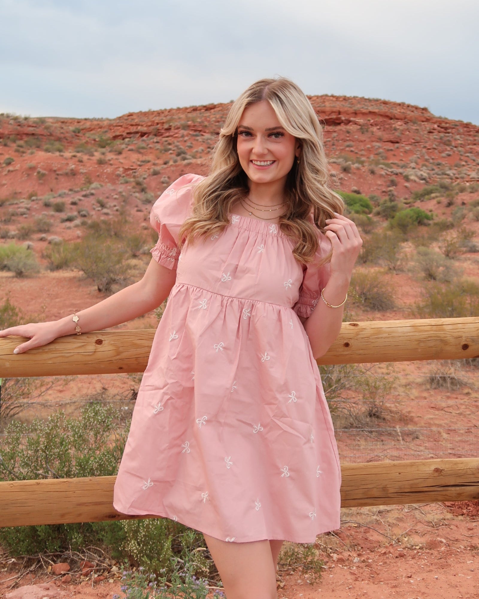 Makin' Me Blush Bow Mini Dress