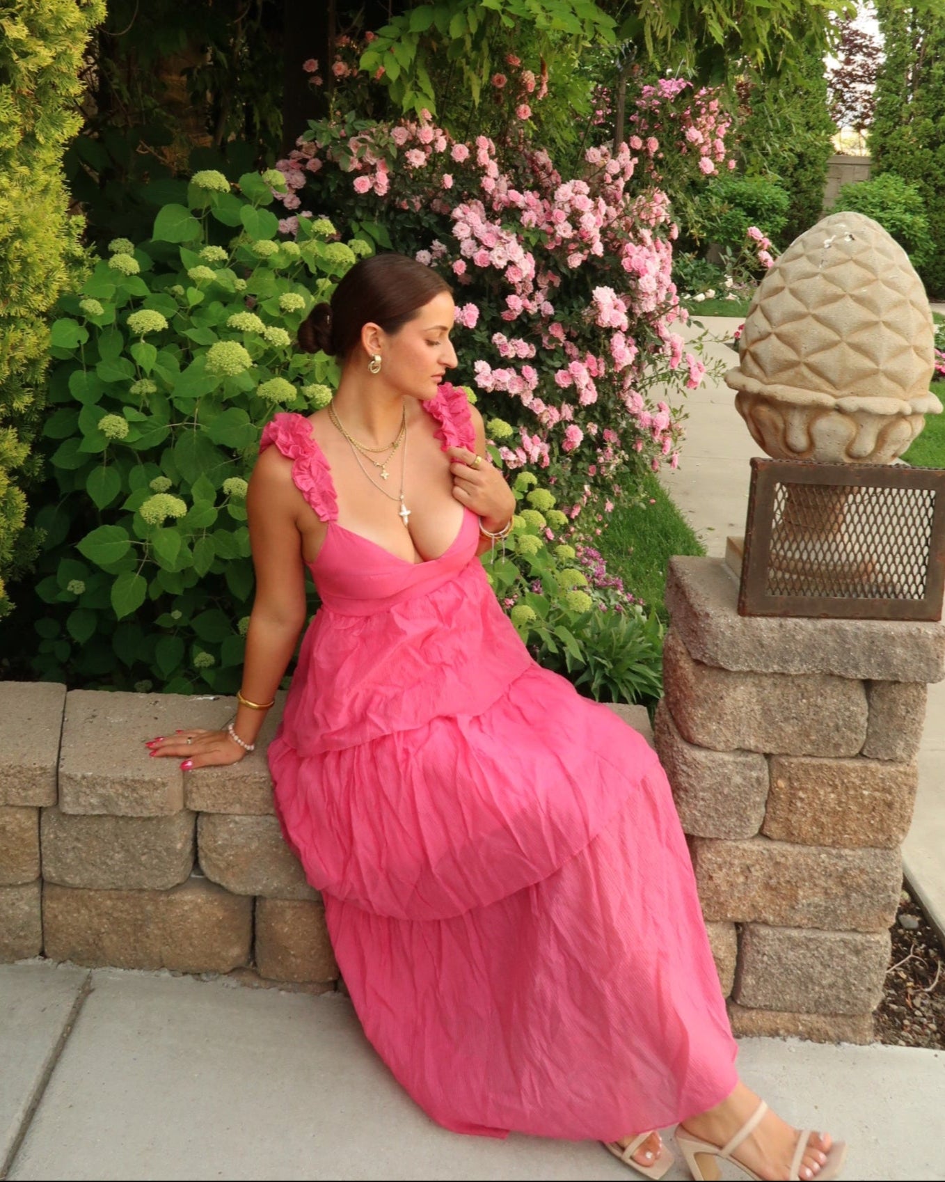 Sweetheart Hot Pink Ruffle Dress